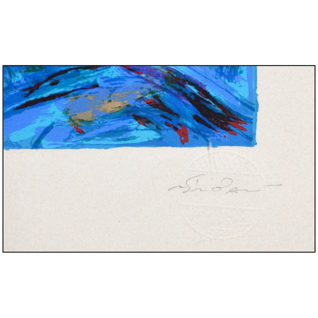 Late 20th Century 20th Century Panarea Post Impressionism Blue Serigraph Nicola Simbari For Sale - Image 5 of 7