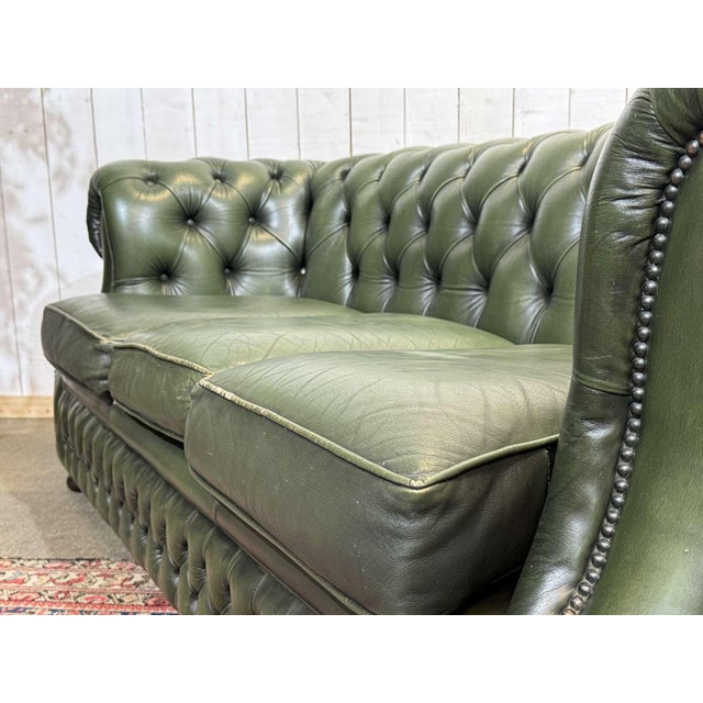 Animal Skin Chesterfield Leather 3-Seater Sofa, 1970s For Sale - Image 7 of 18