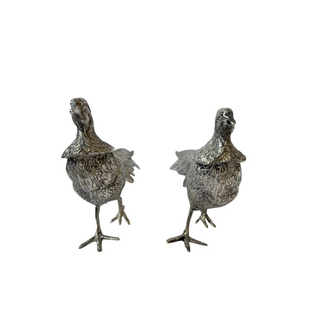 1980s 20th Century Italian Silver Plate Game Bird Figurals - A Pair For Sale - Image 5 of 13