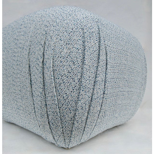 C. 1980's Post-Modern Sherrill Furniture Pouf Ottoman/Stool With a Linear Boucle Textile For Sale - Image 10 of 18