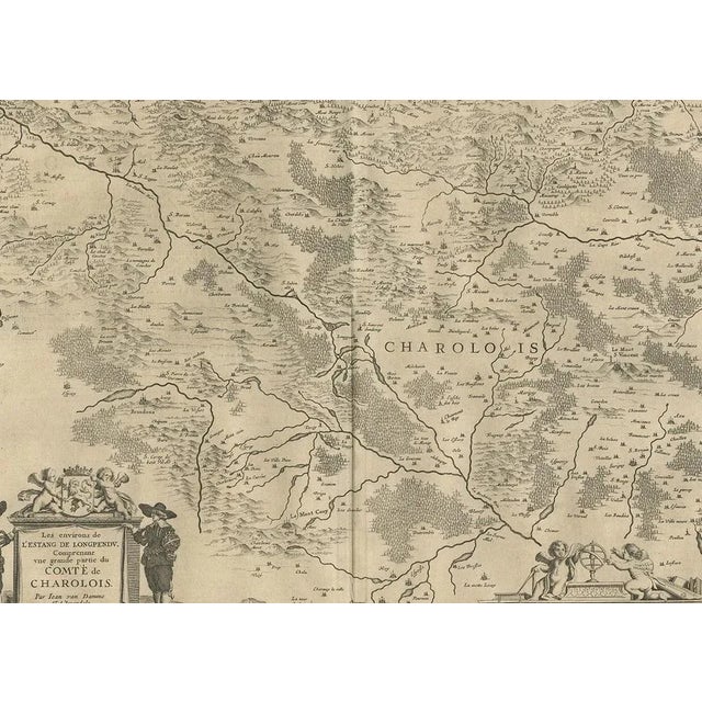 Antique Map of the Region of Charolais by Janssonius, 1657 For Sale - Image 4 of 5
