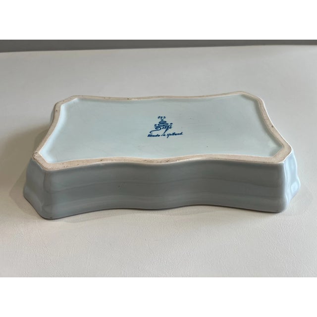 Delft Vintage Mid-Century Moder Royal Deft Blue White Fish Dish Platter For Sale - Image 4 of 4