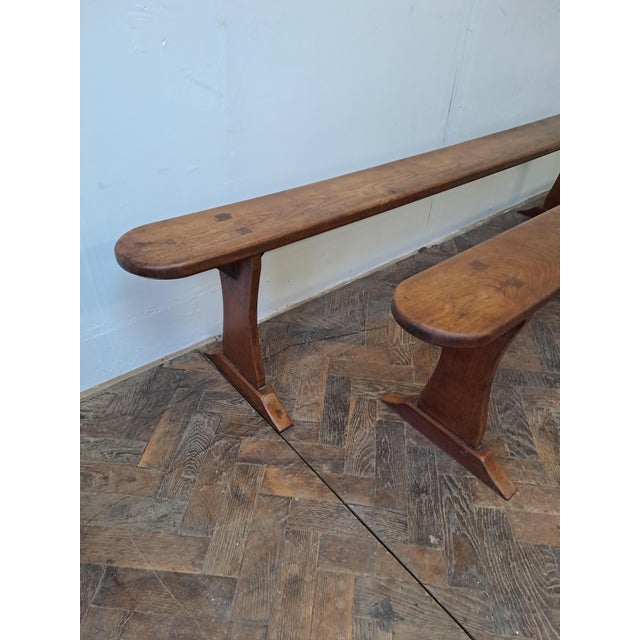 Late 19th Century French Cherrywood Benches, 1870, Set of 2 For Sale - Image 5 of 6