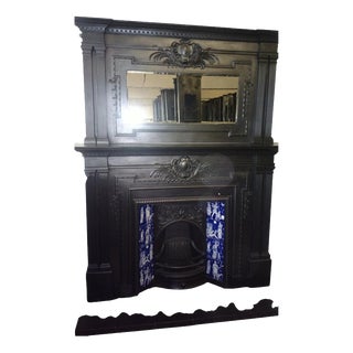 Victorian Cast Iron Fireplace Surround with Overmantel Mirror For Sale