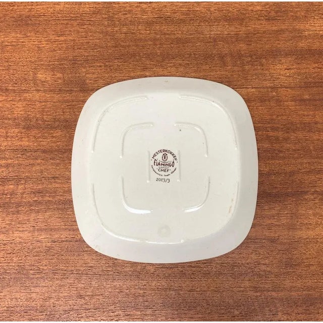 Norwegian Ceramic Flamingo Master Chef Handpainted Plate by Inger Waage From Stavanger Flint For Sale - Image 10 of 15