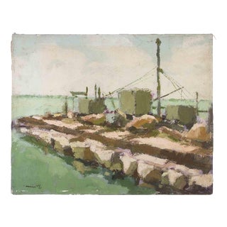Franco Marzilli, Seaview, 1970s, Oil Painting on Canvas For Sale