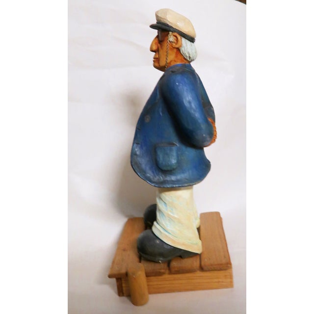 Blue Ron Gaskill (American 1951 - 2009) - "Capt. Irv" - Original Signed/Dated Vintage Wood Sculpture 2001 For Sale - Image 8 of 8