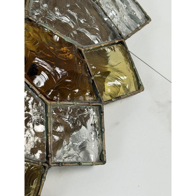Brutalist Large Murano Glass 6-Light Ceiling Lamp in the style of Poliarte, 1970s For Sale - Image 3 of 12