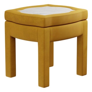 Turmeric Velvet Piero Ottoman by Ceraudo For Sale