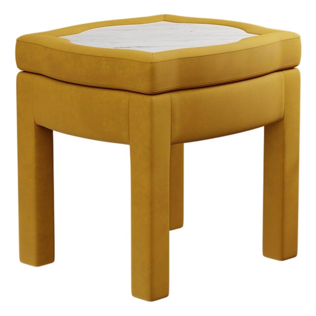 Turmeric Velvet Piero Ottoman by Ceraudo For Sale
