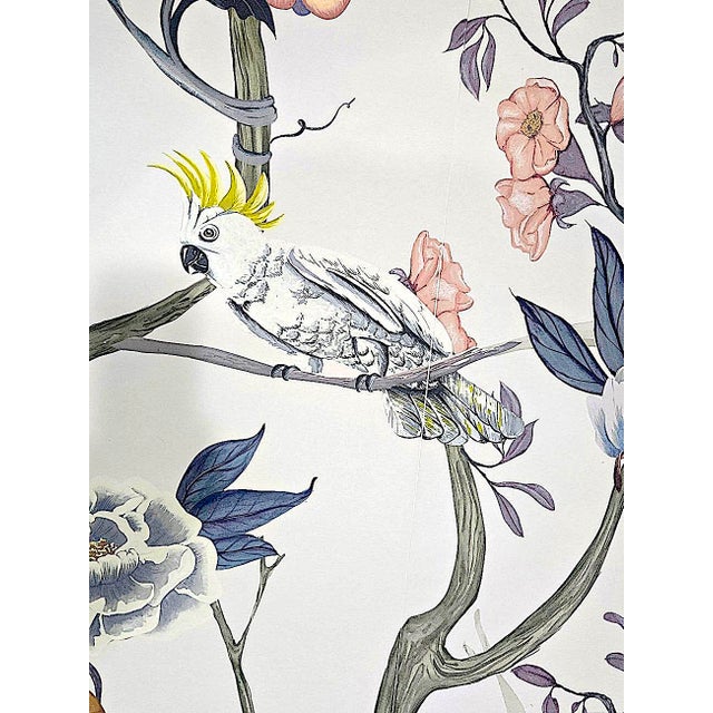 Chinoiserie/Botanical Anthropologie Chloe Wallpaper Mural, Birds and Monkeys, 7 Panels For Sale - Image 11 of 15