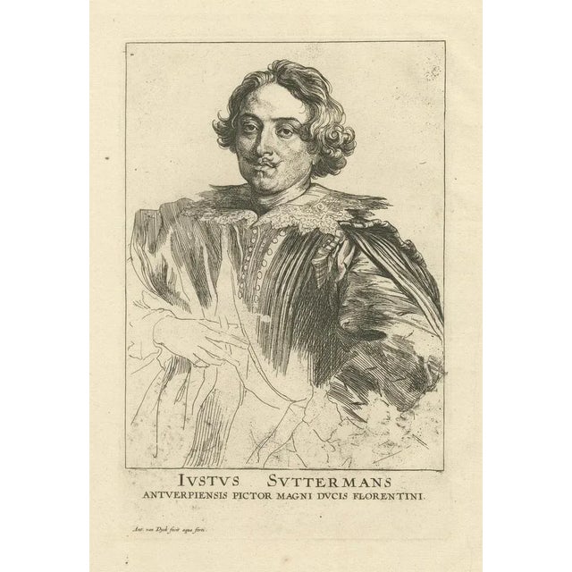 Title: portrait of justus sustermans, flemish painter to the grand duke of florence : this is an antique engraving of...