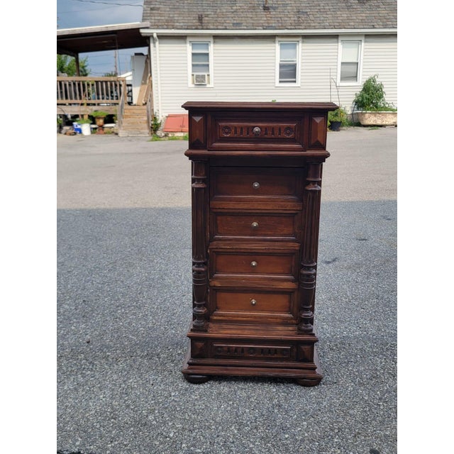 Late 19th Century 19th Century French Antique Walnut Marble Top Bedside Cabinet Nightstand For Sale - Image 5 of 18