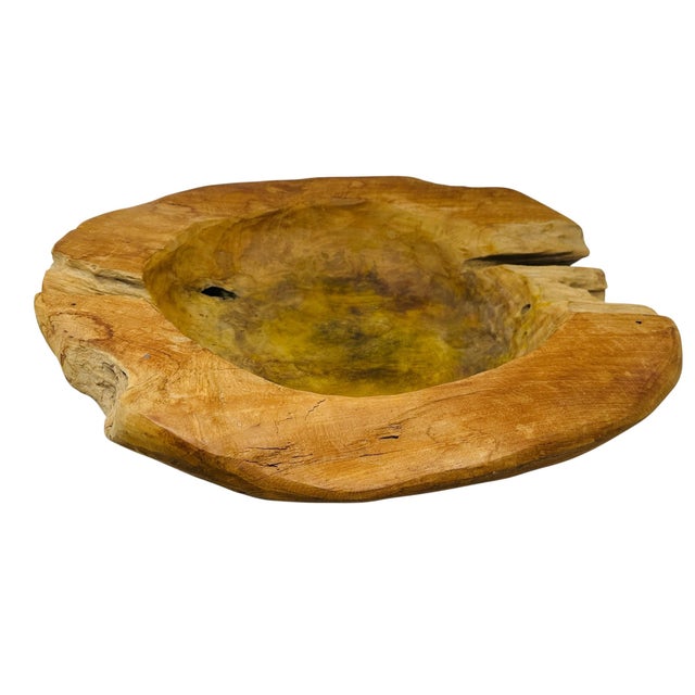 2000 - 2009 Monumental 20” Hand-Carved Teak Root Sculptural Centerpiece Bowl - 19 Lbs, Early 2000s For Sale - Image 5 of 18
