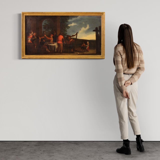 Bamboccianti Genre Scene, 1650, Oil on Canvas, Framed For Sale - Image 6 of 15