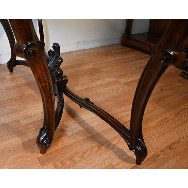 1880s Antique French Louis XV Hand Carved Walnut & Marble Top Console Sofa Table For Sale - Image 17 of 18