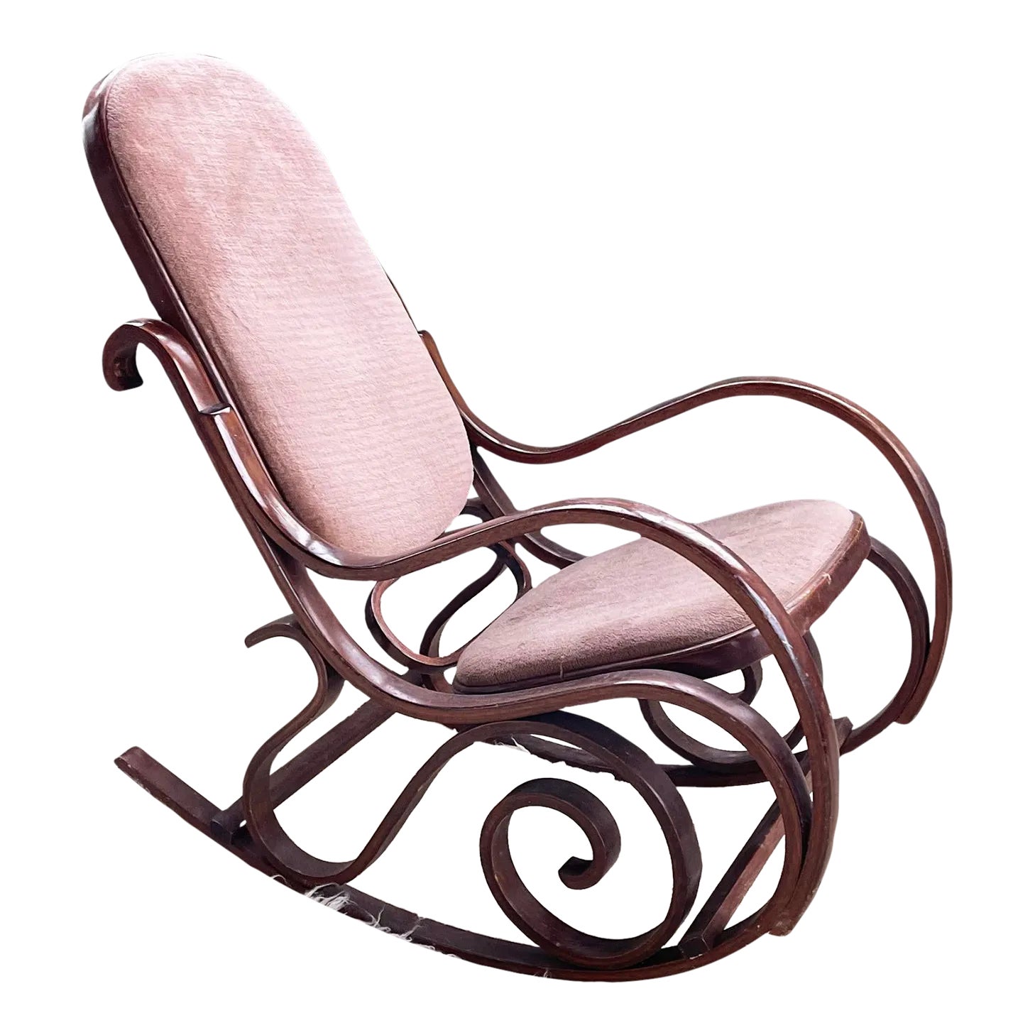 1970s Bentwood and Velour Textile No.10 Rocking Chair Attributed to ...