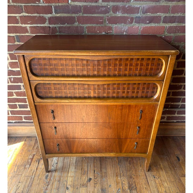 Item: Five Drawer Chest of Drawers/ Dresser / Highboy Manufacturer: The Lane Company Designer: Warren Church Period: 1960s...