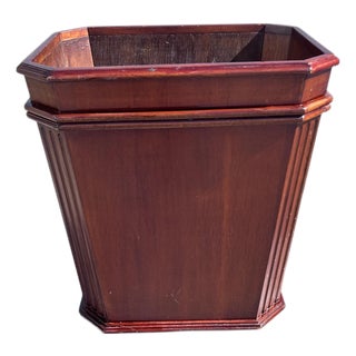 Vintage Wood Waste Paper Basket Designed by Siam Designs San Francisco For Sale