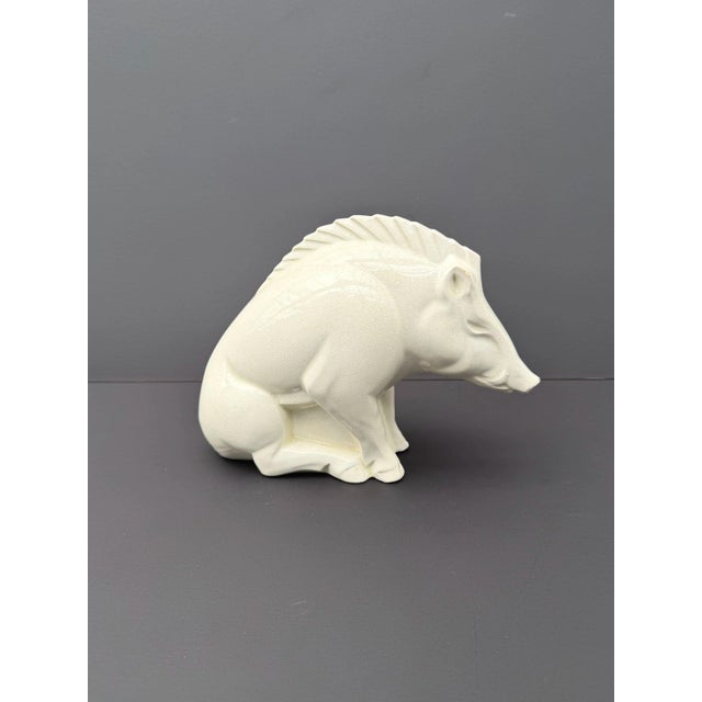 Art Deco Statue of Boar in Glazed and Crackled Earthenware by Charles Lemanceau for Saint Clement, 1930s For Sale - Image 4 of 8