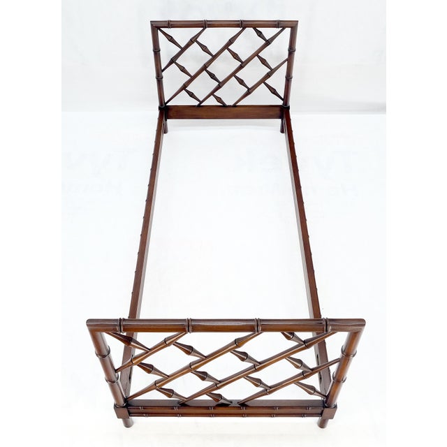 Faux Bamboo Carved Walnut Wood Rails Decorative Daybed Sofa Bench Frame For Sale - Image 9 of 10