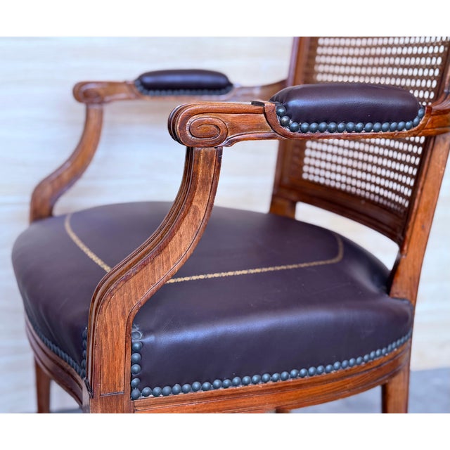 Wood Spanish Early 20th Century Wooden Fauteuil Armchair with Leather seat For Sale - Image 7 of 18