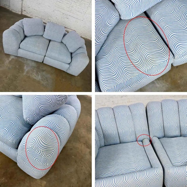 Modern to Postmodern Channeled Sectional Loveseat or Lounge Chairs Style of Jay Spectre For Sale - Image 12 of 12