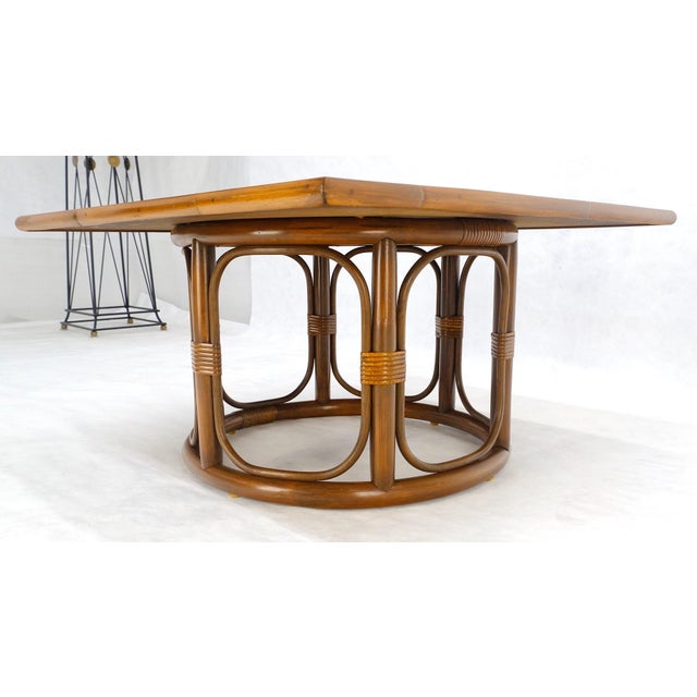 Bamboo Rattan 30” Square c1970s Mid Century Modern Coffee Table MINT For Sale - Image 14 of 14