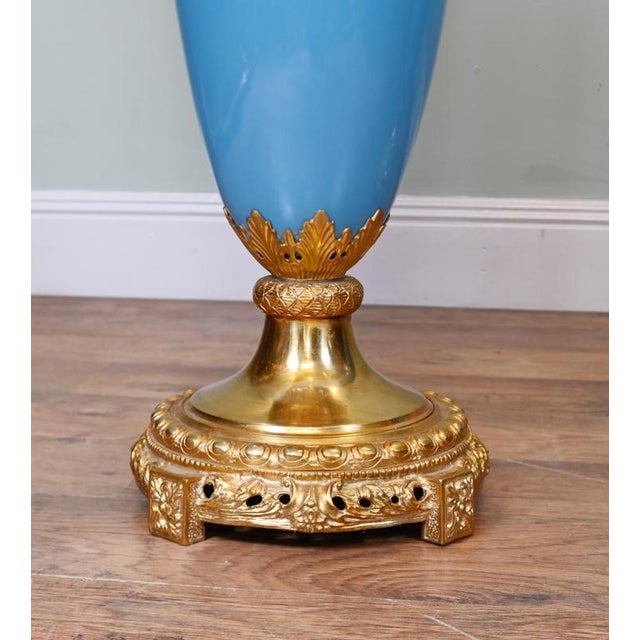 Traditional Empire Revival French Classical Porcelain Ormolu Urns, Set of 2 For Sale - Image 3 of 11