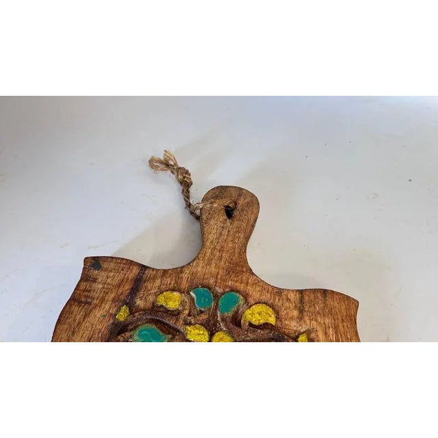 Brown Vintage French Decorative Wooden Board with Hand-Painted Floral Design 1960s For Sale - Image 8 of 12