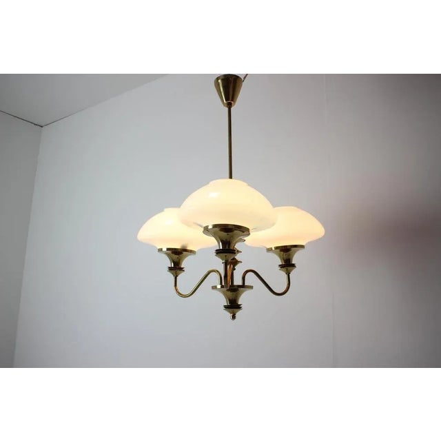 Brown Mid-Century Brass Chandelier from Jablonec Glassworks, Czechoslovakia, 1970s For Sale - Image 8 of 14