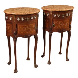 20th Century French Inlaid Bedside Tables, 1930s, Set of 2 For Sale