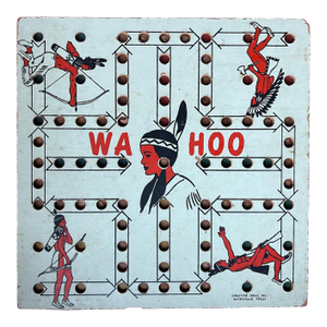 Vintage Wahoo Reversible Pachisi Game Board and Checker – Mid-Century Folk Art
