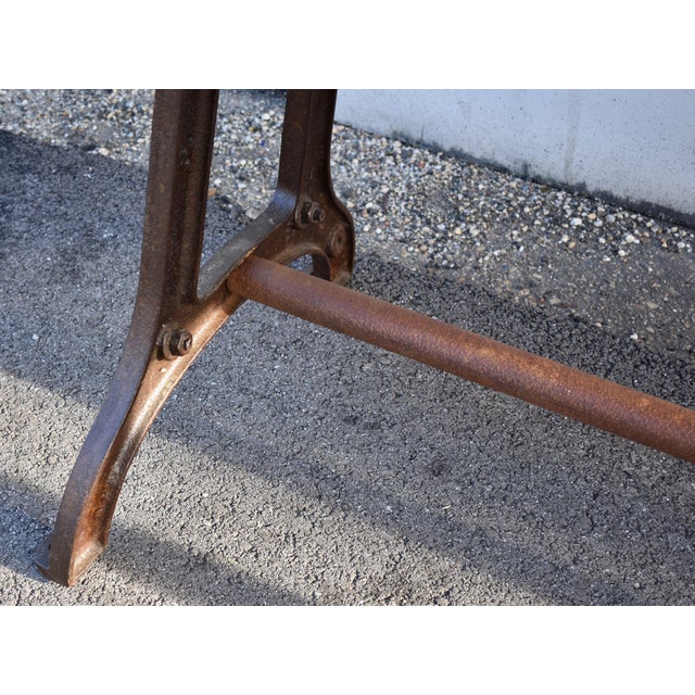 Pine Table Top on Industrial Iron Base For Sale - Image 11 of 12