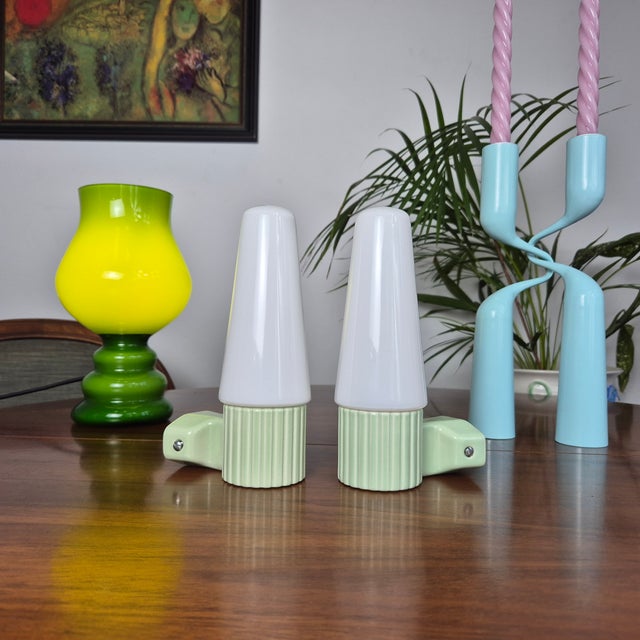 1960s Model 6020 Ceramic Wall Lights by Sigvard Bernadotte for IFO, Sweden, 1950s, Set of 2 For Sale - Image 5 of 9