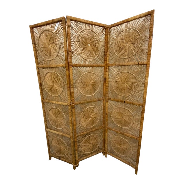 1960s Vintage Wicker Screen For Sale
