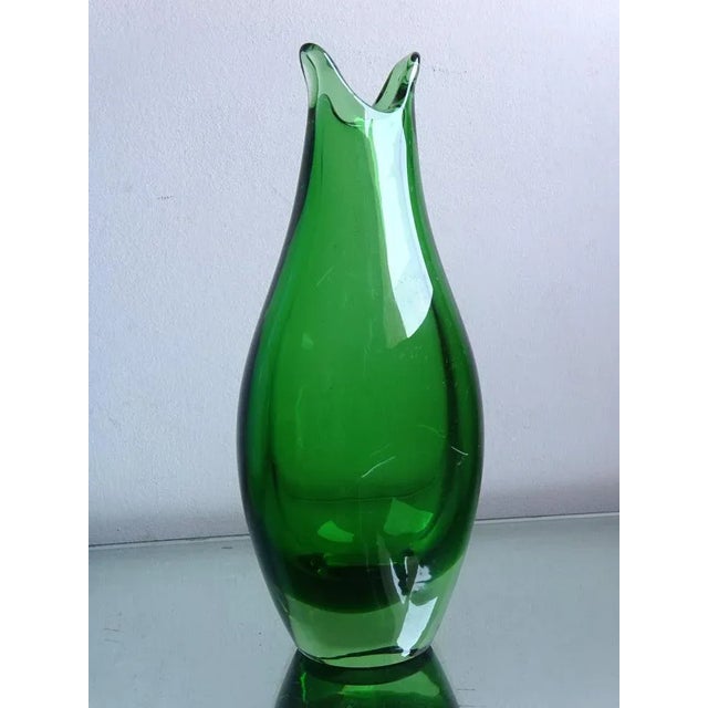 Green Glass Vase, 1950s For Sale - Image 4 of 9