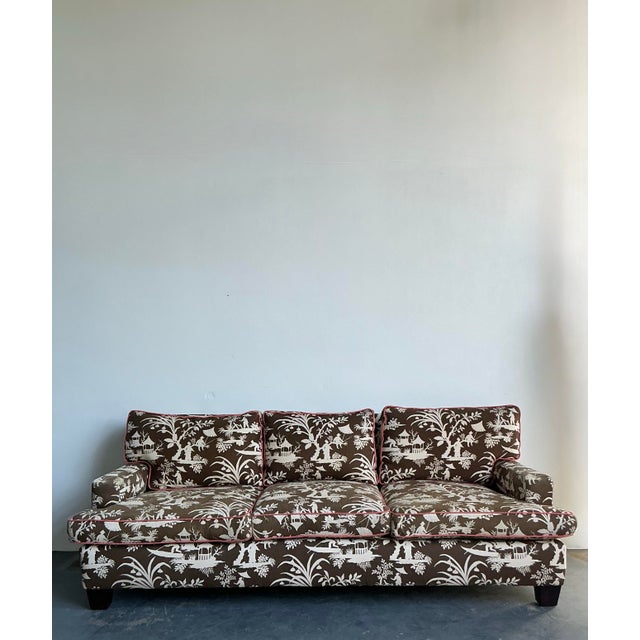 Vintage Regency Quadrille Upholstered Down Sofa For Sale - Image 11 of 12
