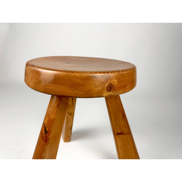 Pine Sandoz Stool by Charlotte Perriand for Les Arcs, France, 1960s For Sale - Image 13 of 18