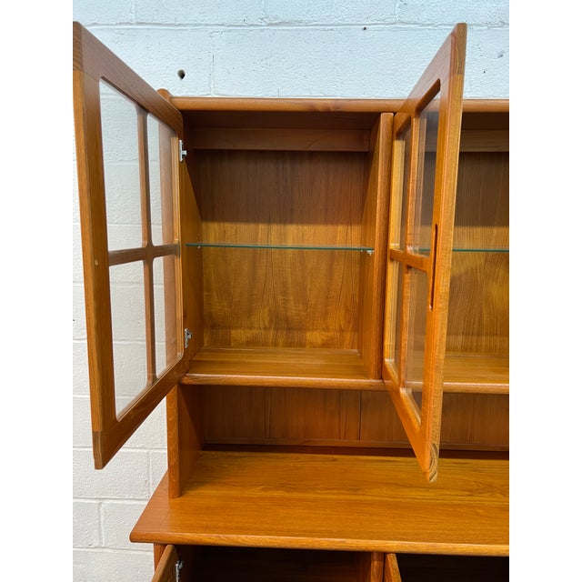 Mid-Century Danish Teak China Hutch and Credenza For Sale - Image 9 of 16