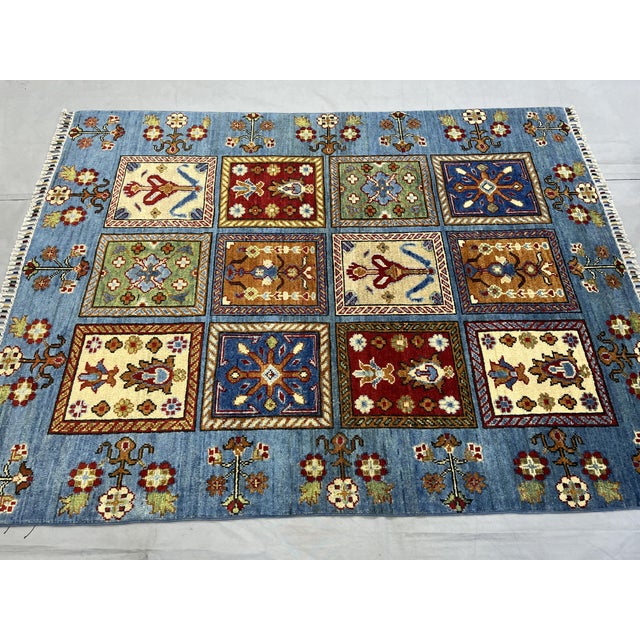 2000 - 2009 Blue Four Seasons Bakhtiari Design Wool Rug, 5' X 6'6" For Sale - Image 5 of 14