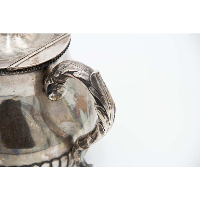 Embossed Silver Coffee Maker For Sale - Image 3 of 5