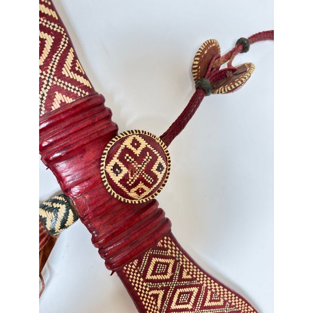 Red Mandinka Ceremonial Sword With Decorated Red Leather Scabbard West Africa 1950 For Sale - Image 8 of 15