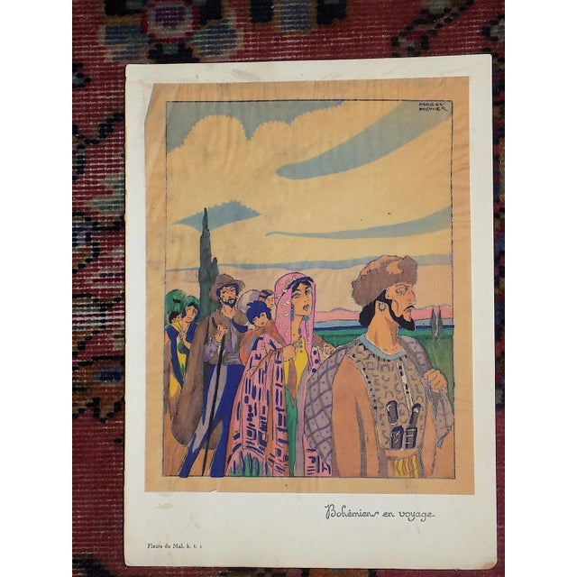 1920s Early 20th C. Art Deco Watercolor Pochoir Images by Monier to Illustrate Baudelaire's "Les Fleures De Mal" - Set of 6 For Sale - Image 5 of 9