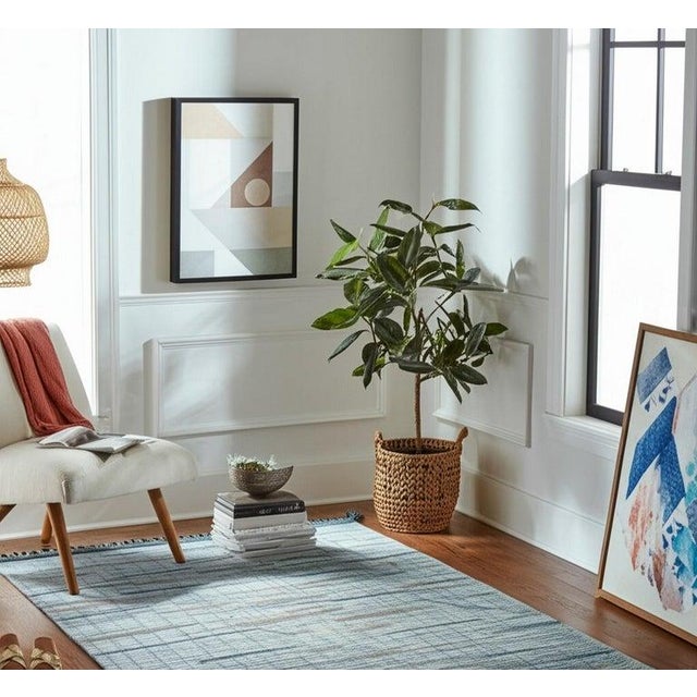 5x9 Ivory Hand-Knotted Wool Linear Gridwork Geometric Modern Carpet Rug For Sale In New York - Image 6 of 9