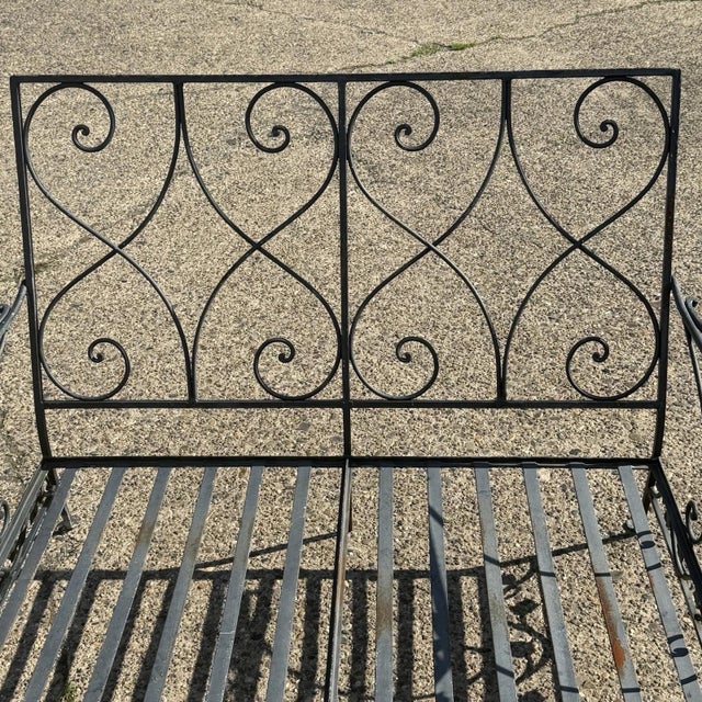 Art Nouveau Vintage Salterini Style Wrought Iron Settee Loveseat by Florentine Craft Studio For Sale - Image 3 of 17