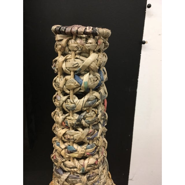 Vase Vintage Woven Paper For Sale - Image 4 of 4