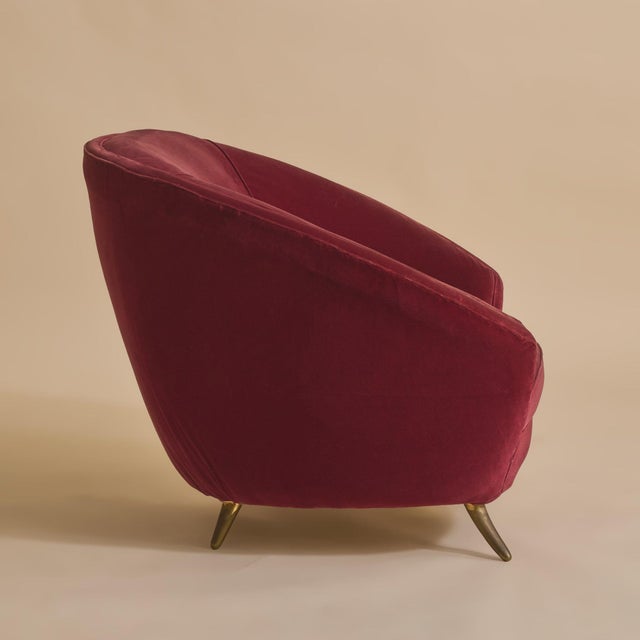 Italian Red Armchair by Guglielmo Veronesi for ISA Bergamo, 1950s - 2 Available For Sale In Chicago - Image 6 of 13