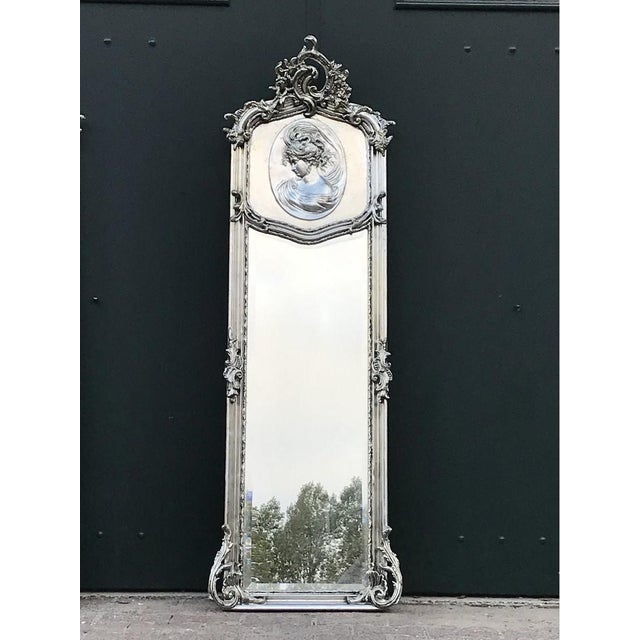 Mid-20th Italian Rococo Silver Beech Mirror Pair Full Length Floor For Sale - Image 16 of 18