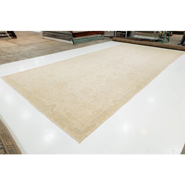 Persian Oversized Antique Persian Kerman Wool Rug: Muted Champagne & Ivory Elegance For Sale - Image 3 of 12